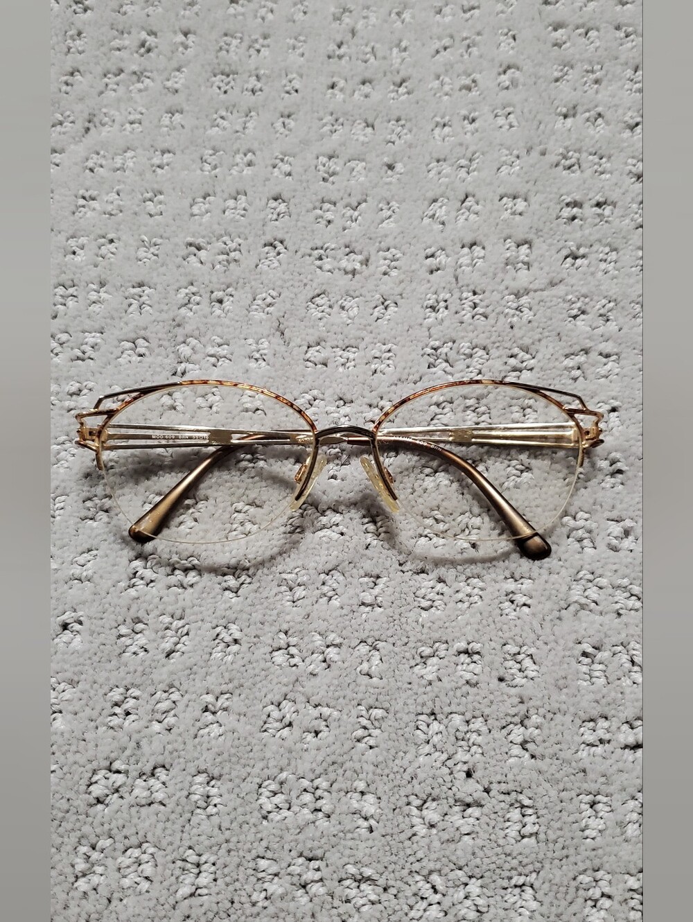 Vintage Tura Japan Mod. 609 Gold/Ebony Half Rim Eyeglasses RX Frame